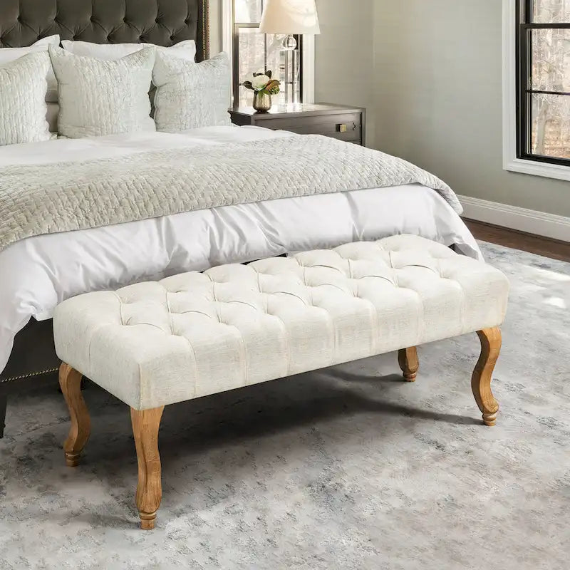 Upholstered Tufted Ottoman Bench - Plush Accent Seating, Modern Design, Multi-Room Use, 3 Sizes & Colors Available