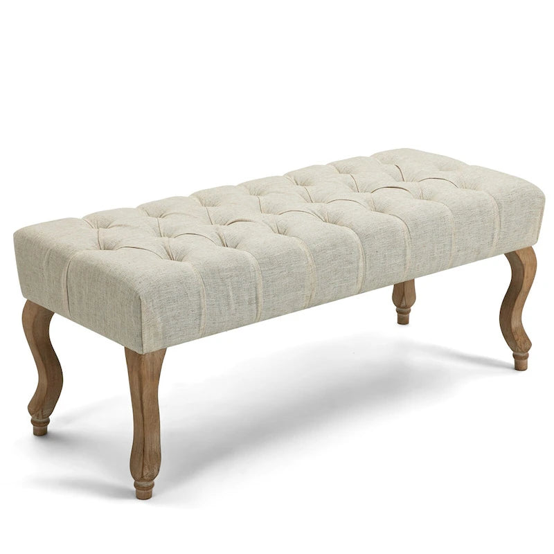 Upholstered Tufted Ottoman Bench - Plush Accent Seating, Modern Design, Multi-Room Use, 3 Sizes & Colors Available