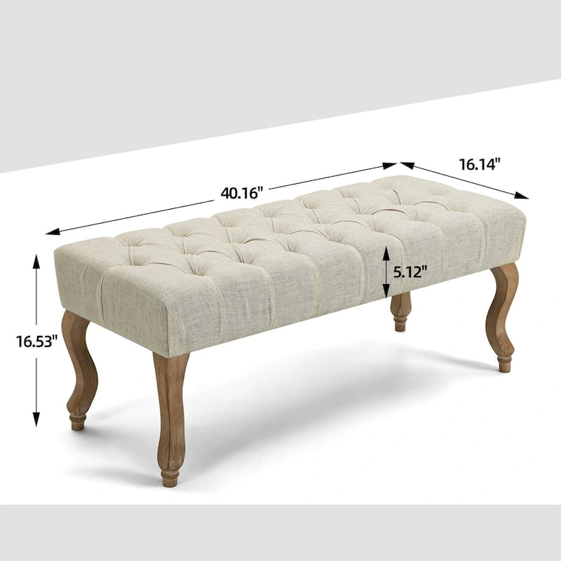 Upholstered Tufted Ottoman Bench - Plush Accent Seating, Modern Design, Multi-Room Use, 3 Sizes & Colors Available