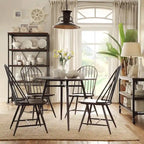 5-Piece Mid-Century Modern Dining Set with Round Table & 4 Chairs, Two-Tone Wood, Tapered Legs, 42"