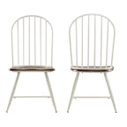 5-Piece Mid-Century Modern Dining Set with Round Table & 4 Chairs, Two-Tone Wood, Tapered Legs, 42"