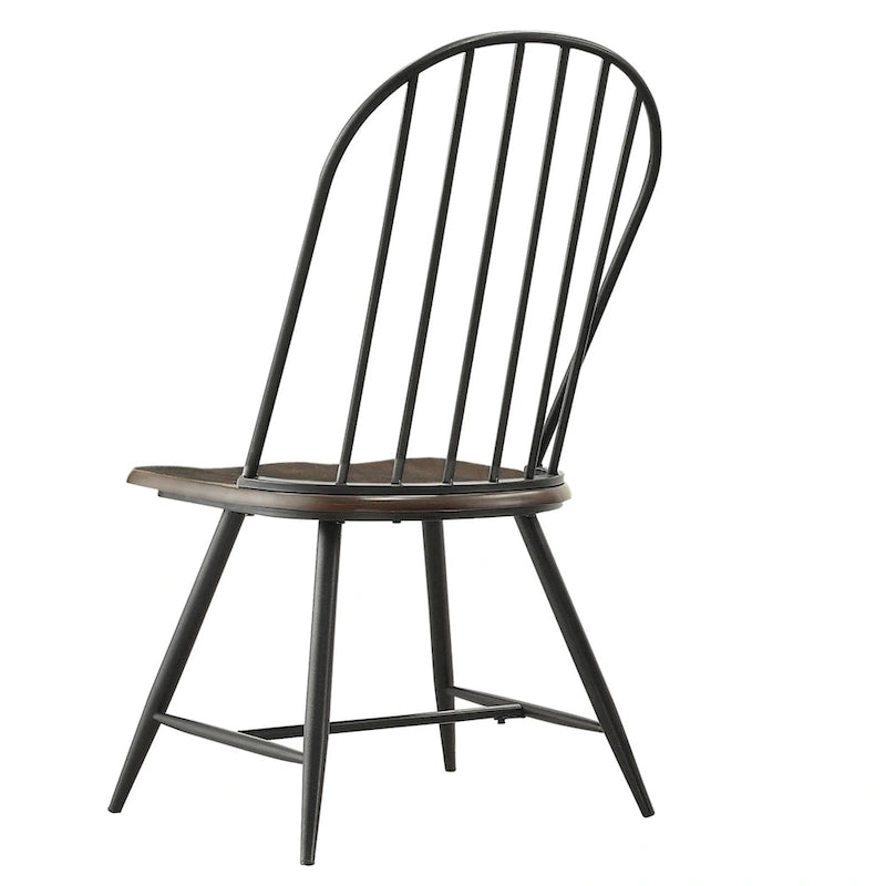 5-Piece Mid-Century Modern Dining Set with Round Table & 4 Chairs, Two-Tone Wood, Tapered Legs, 42"