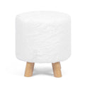 Round Ottoman Footrest Pouf, Upholstered Padded Seat, 250 LBS Capacity, Solid Wood Legs, Modern Accent Furniture