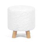 Round Ottoman Footrest Pouf, Upholstered Padded Seat, 250 LBS Capacity, Solid Wood Legs, Modern Accent Furniture