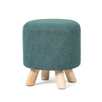 Round Ottoman Footrest Pouf, Upholstered Padded Seat, 250 LBS Capacity, Solid Wood Legs, Modern Accent Furniture