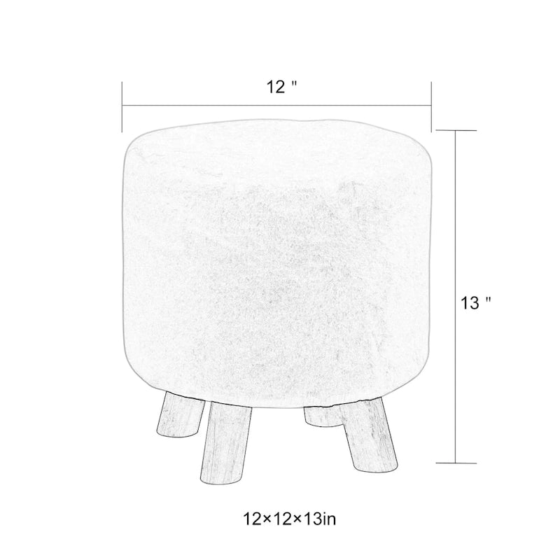 Round Ottoman Footrest Pouf, Upholstered Padded Seat, 250 LBS Capacity, Solid Wood Legs, Modern Accent Furniture