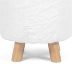 Round Ottoman Footrest Pouf, Upholstered Padded Seat, 250 LBS Capacity, Solid Wood Legs, Modern Accent Furniture
