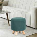 Round Ottoman Footrest Pouf, Upholstered Padded Seat, 250 LBS Capacity, Solid Wood Legs, Modern Accent Furniture