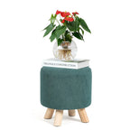 Round Ottoman Footrest Pouf, Upholstered Padded Seat, 250 LBS Capacity, Solid Wood Legs, Modern Accent Furniture