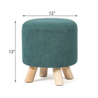 Round Ottoman Footrest Pouf, Upholstered Padded Seat, 250 LBS Capacity, Solid Wood Legs, Modern Accent Furniture