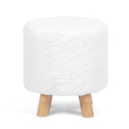 Round Ottoman Footrest Pouf, Upholstered Padded Seat, 250 LBS Capacity, Solid Wood Legs, Modern Accent Furniture