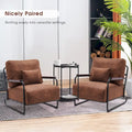 Modern Accent Armchair Set of 2 with Steel Legs, Faux Leather Upholstered Chair, 330 lbs Capacity