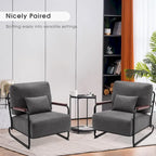 Modern Accent Armchair Set of 2 with Steel Legs, Faux Leather Upholstered Chair, 330 lbs Capacity