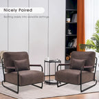 Modern Accent Armchair Set of 2 with Steel Legs, Faux Leather Upholstered Chair, 330 lbs Capacity
