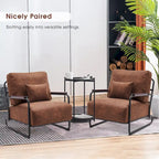 Modern Accent Armchair Set of 2 with Steel Legs, Faux Leather Upholstered Chair, 330 lbs Capacity