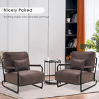 Modern Accent Armchair Set of 2 with Steel Legs, Faux Leather Upholstered Chair, 330 lbs Capacity