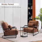 Modern Accent Armchair Set of 2 with Steel Legs, Faux Leather Upholstered Chair, 330 lbs Capacity