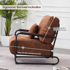 Modern Accent Armchair Set of 2 with Steel Legs, Faux Leather Upholstered Chair, 330 lbs Capacity