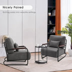 Modern Accent Armchair Set of 2 with Steel Legs, Faux Leather Upholstered Chair, 330 lbs Capacity