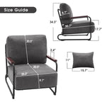 Modern Accent Armchair Set of 2 with Steel Legs, Faux Leather Upholstered Chair, 330 lbs Capacity