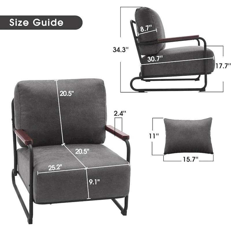 Modern Accent Armchair Set of 2 with Steel Legs, Faux Leather Upholstered Chair, 330 lbs Capacity