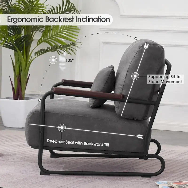 Modern Accent Armchair Set of 2 with Steel Legs, Faux Leather Upholstered Chair, 330 lbs Capacity