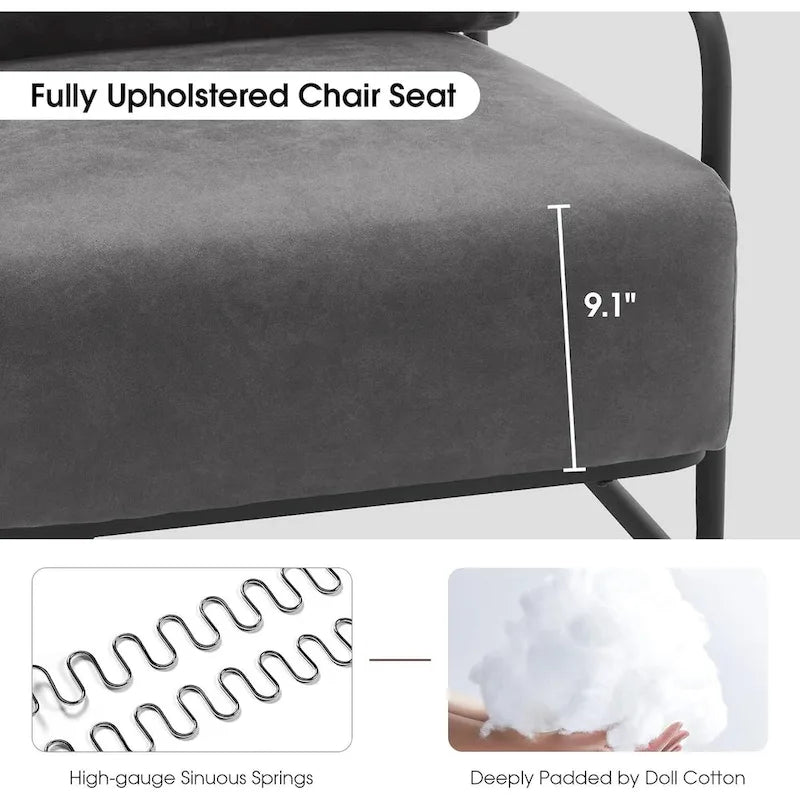 Modern Accent Armchair Set of 2 with Steel Legs, Faux Leather Upholstered Chair, 330 lbs Capacity