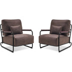 Modern Accent Armchair Set of 2 with Steel Legs, Faux Leather Upholstered Chair, 330 lbs Capacity