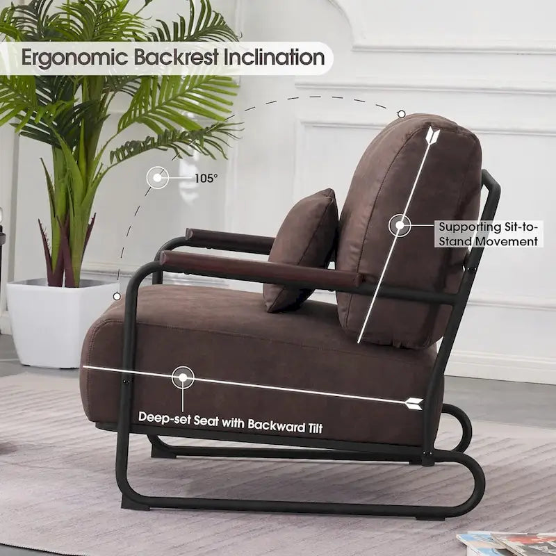 Modern Accent Armchair Set of 2 with Steel Legs, Faux Leather Upholstered Chair, 330 lbs Capacity