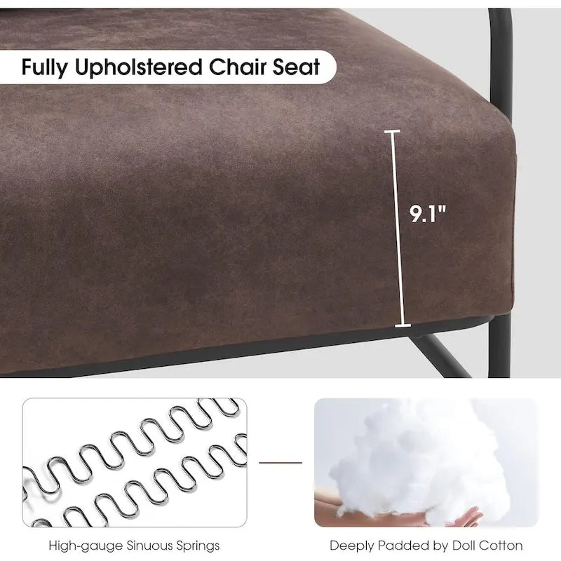 Modern Accent Armchair Set of 2 with Steel Legs, Faux Leather Upholstered Chair, 330 lbs Capacity