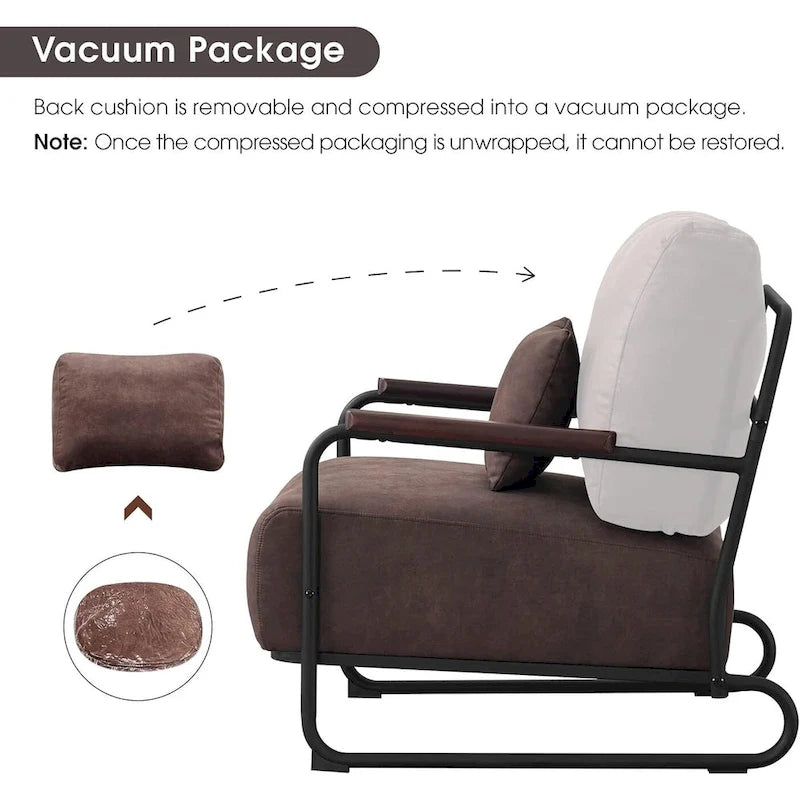 Modern Accent Armchair Set of 2 with Steel Legs, Faux Leather Upholstered Chair, 330 lbs Capacity