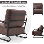 Modern Accent Armchair Set of 2 with Steel Legs, Faux Leather Upholstered Chair, 330 lbs Capacity