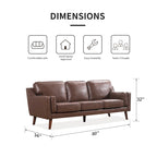 Mid-Century Modern Loveseat - 59" Brown Air Leather Upholstery, Wooden Frame, Track Arms, High-Rebound Cushions - 750lbs Capacity Contemporary Sofa