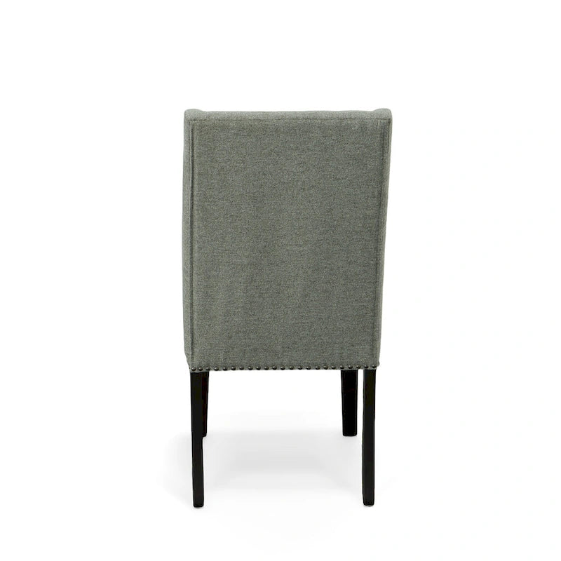 Upholstered Wingback Dining Chairs Set of 2 with Nailhead Trim, 250 lbs Capacity, Rubberwood Legs