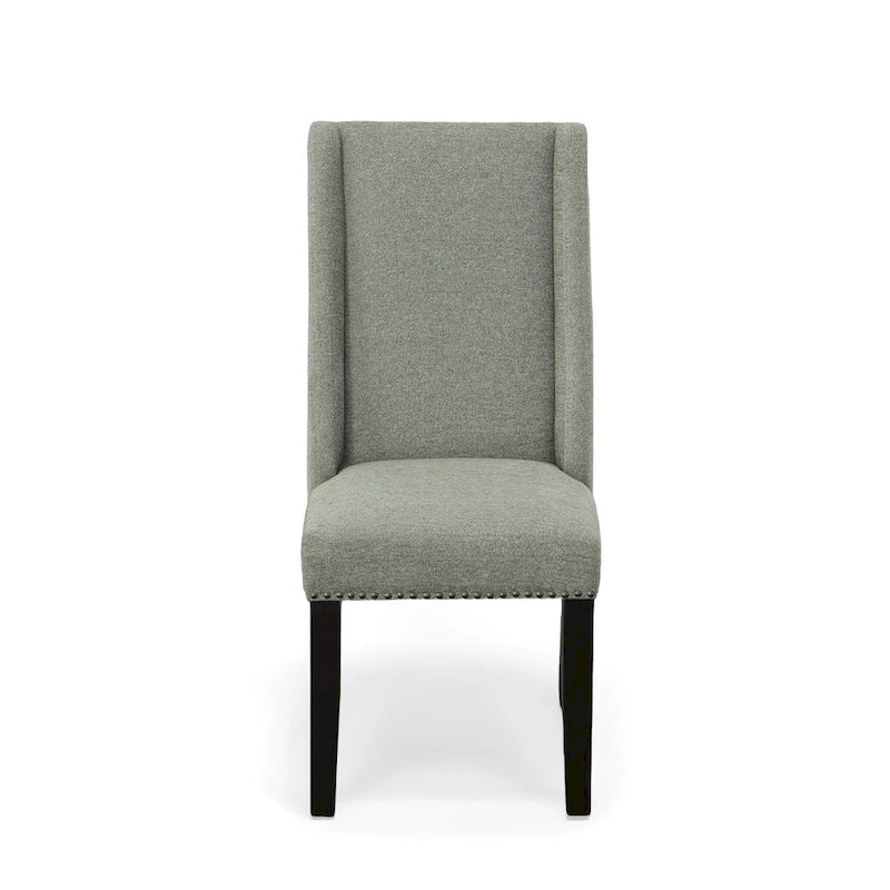 Upholstered Wingback Dining Chairs Set of 2 with Nailhead Trim, 250 lbs Capacity, Rubberwood Legs