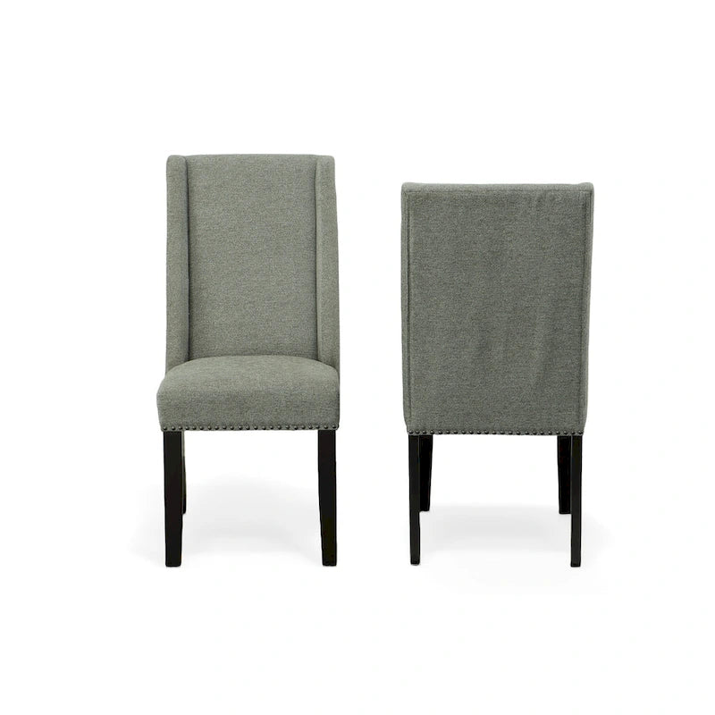 Upholstered Wingback Dining Chairs Set of 2 with Nailhead Trim, 250 lbs Capacity, Rubberwood Legs