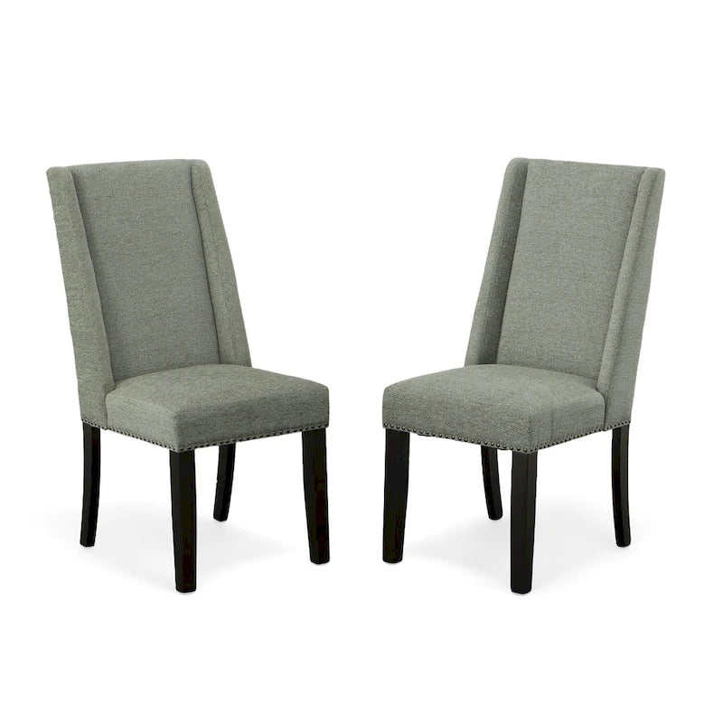 Upholstered Wingback Dining Chairs Set of 2 with Nailhead Trim, 250 lbs Capacity, Rubberwood Legs