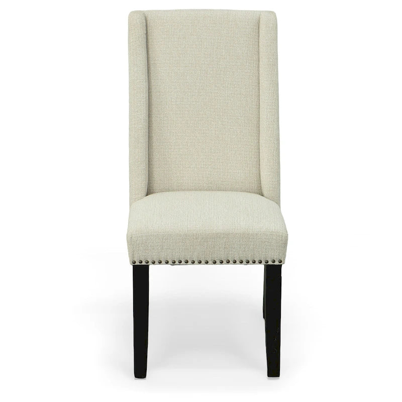 Upholstered Wingback Dining Chairs Set of 2 with Nailhead Trim, 250 lbs Capacity, Rubberwood Legs