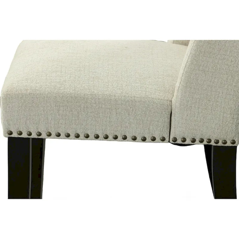 Upholstered Wingback Dining Chairs Set of 2 with Nailhead Trim, 250 lbs Capacity, Rubberwood Legs