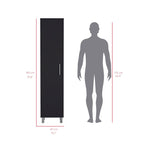 71" Tall Storage Cabinet with 5 Shelves - Broom Closet Organizer, White Wood Finish, Metal Handle & Legs, Slim 15.7" Wide