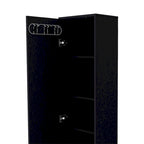 71" Tall Storage Cabinet with 5 Shelves - Broom Closet Organizer, White Wood Finish, Metal Handle & Legs, Slim 15.7" Wide
