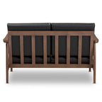 Mid-Century Modern 2-Seater Loveseat - 50" Wide Rubberwood Frame, Removable Cushions, Splayed Legs, Dark Walnut Finish - Faux Leather or Fabric