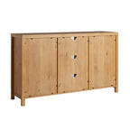 58" Sideboard with Arched Rattan Doors - 2 Cabinets, Open Shelves, Cord Management, Bohemian Style, MDF & Laminate