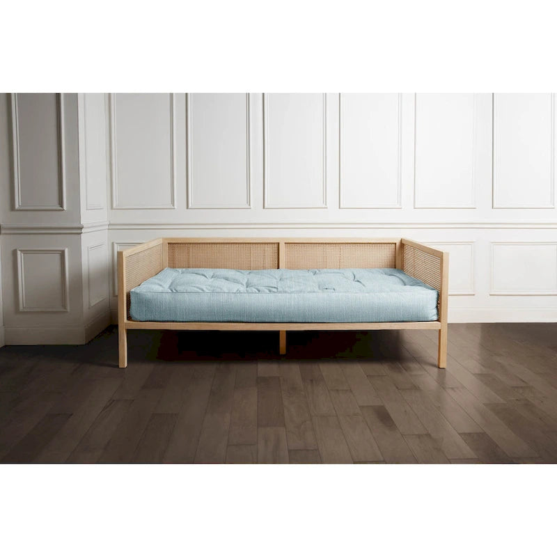 Twin Size Tufted Daybed Mattress - Linen-Like Fabric Cushion with Corded Texture, Upholstery Grade Polyester (Mattress Only)