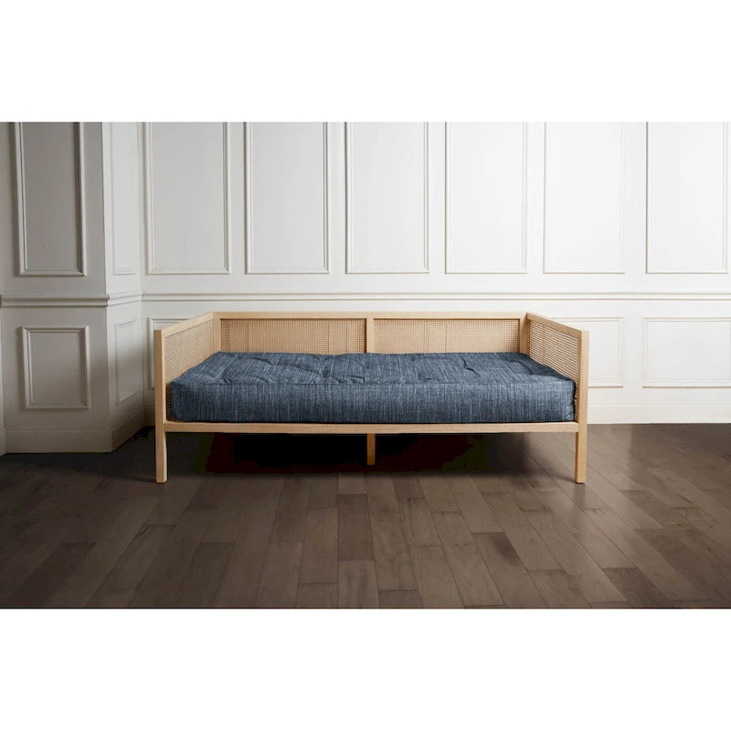 Twin Size Tufted Daybed Mattress - Linen-Like Fabric Cushion with Corded Texture, Upholstery Grade Polyester (Mattress Only)