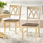 5-Piece Farmhouse Dining Set with Round Table & 4 Chairs, Solid Rubberwood, X-Pedestal Base, 250 lbs