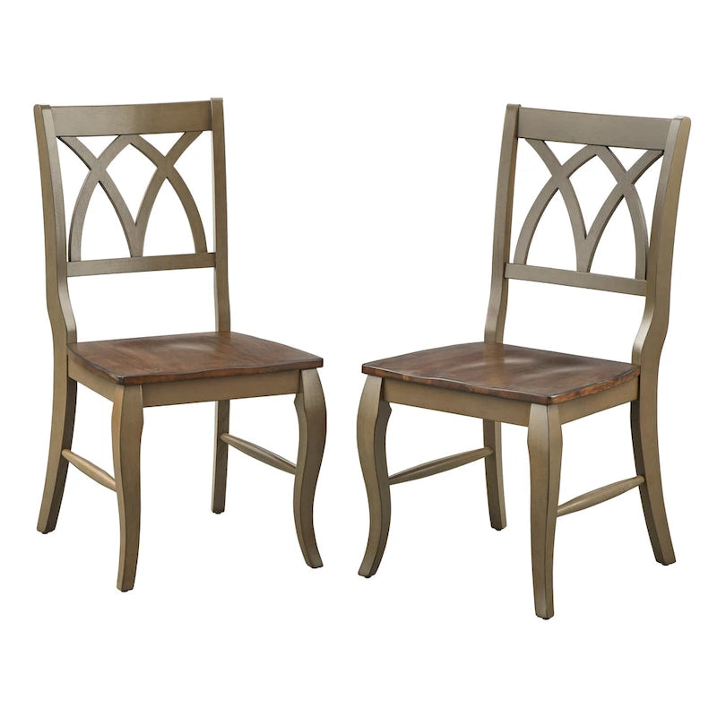 5-Piece Farmhouse Dining Set with Round Table & 4 Chairs, Solid Rubberwood, X-Pedestal Base, 250 lbs