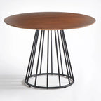 Round Dining Table 43.3" Diameter, Mid-Century Modern Kitchen Table, 4-Person Seating, Metal Base