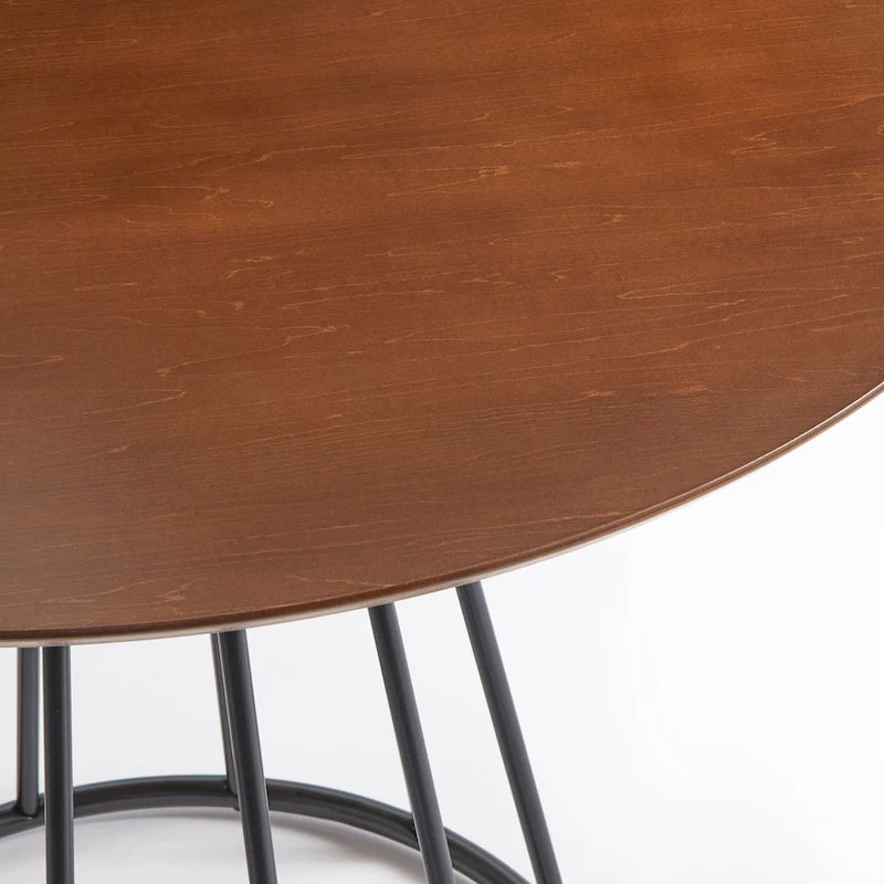 Round Dining Table 43.3" Diameter, Mid-Century Modern Kitchen Table, 4-Person Seating, Metal Base