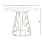 Round Dining Table 43.3" Diameter, Mid-Century Modern Kitchen Table, 4-Person Seating, Metal Base